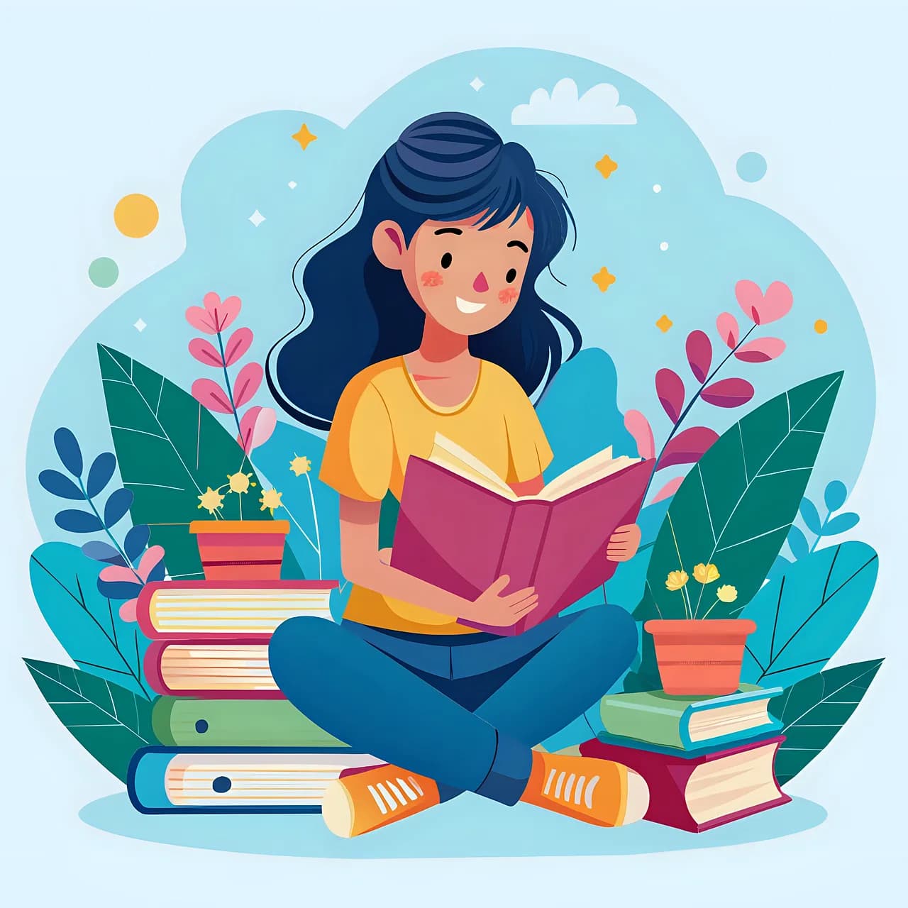 étudiante qui révise le bac de français